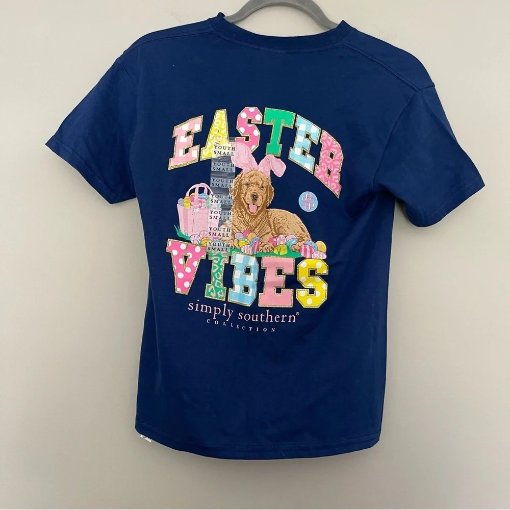 Simply Southern Navy Tee with Colorful Bunny Row